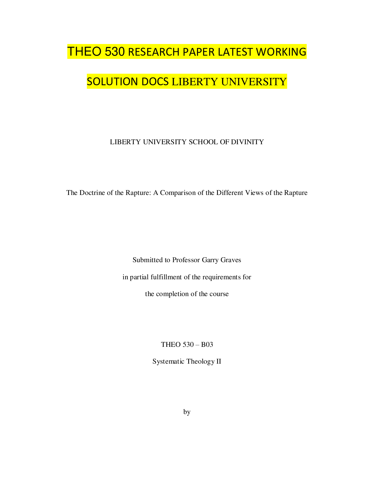 Preview image for THEO 530 RESEARCH PAPER LATEST WORKING SOLUTION DOCS LIBERTY UNIVERSITY